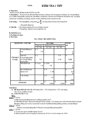 Bài giảng Tiết 8 Kiểm tra 1 tiết môn vật lý 8